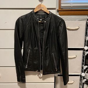 Express Black Leather Zip Up Jacket Size Small